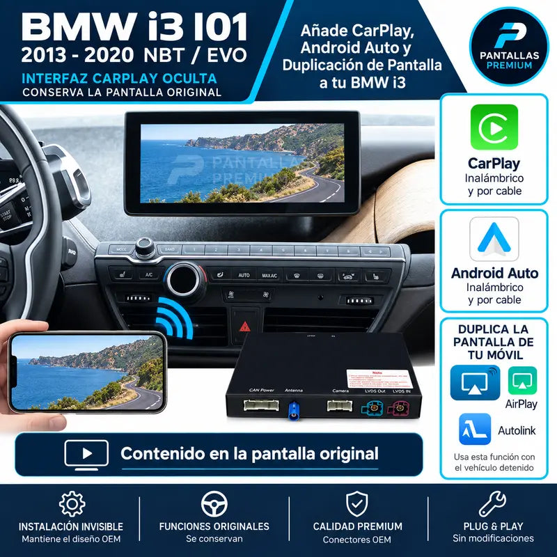 AirPlay y Autolink en pantalla original BMW i3 I01