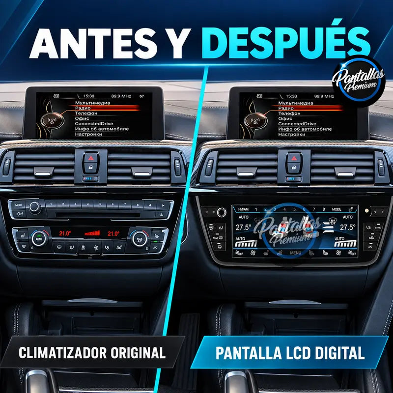 Antes y después de instalar pantalla LCD climatizador BMW