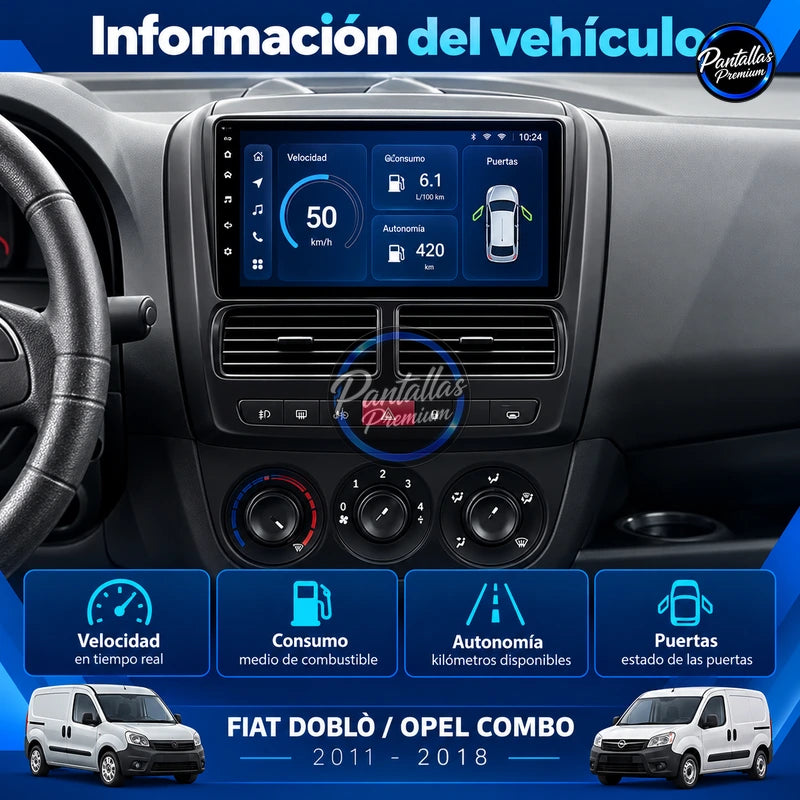 FIAT DOBLO - OPEL COMBO TOUR 2010-2015 - Radio Pantalla Carplay y Android Auto