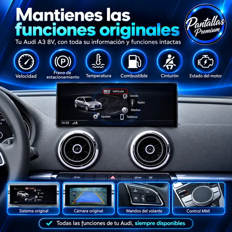 Audi A3 8V 2012-2020 - Radio Pantalla Carplay y Android Auto