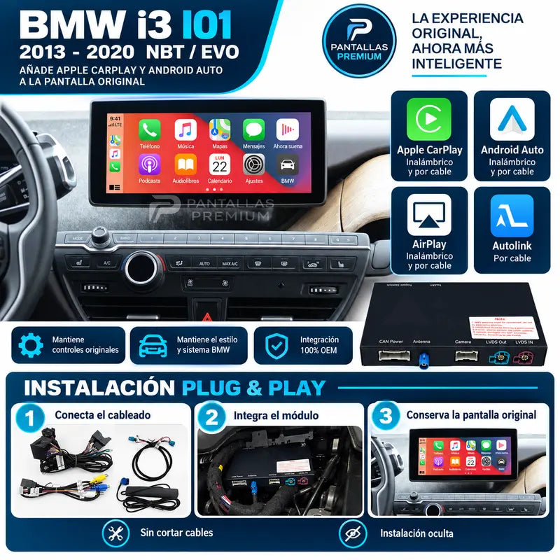Instalación Plug and Play interfaz CarPlay BMW i3 I01