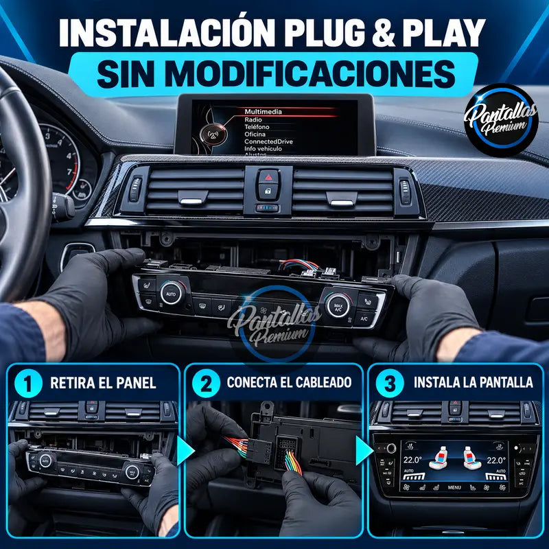 Instalación Plug and Play de pantalla climatizador BMW
