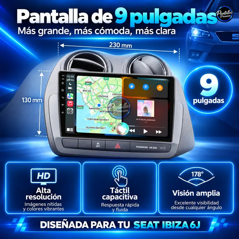 CarPlay screen head unit for Seat Ibiza 6J 2009