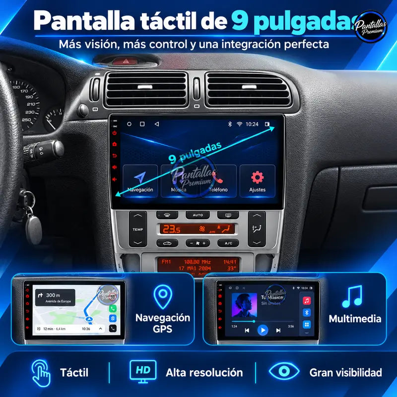 Peugeot 406 pantalla táctil de 9 pulgadas