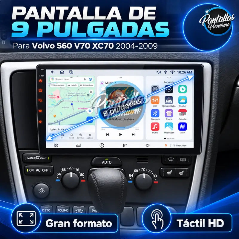 Volvo S60 V70 XC70 pantalla de 9 pulgadas