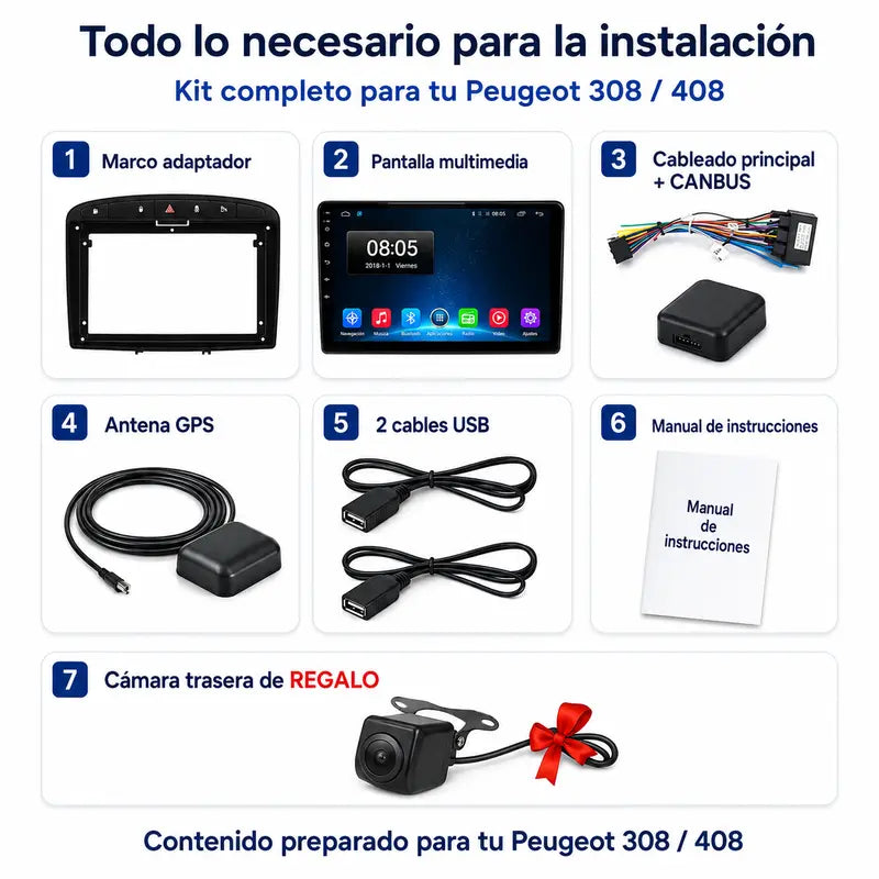 Radio pantalla CarPlay y Android Auto para Peugeot 308 408 2012-2020 - foto 13