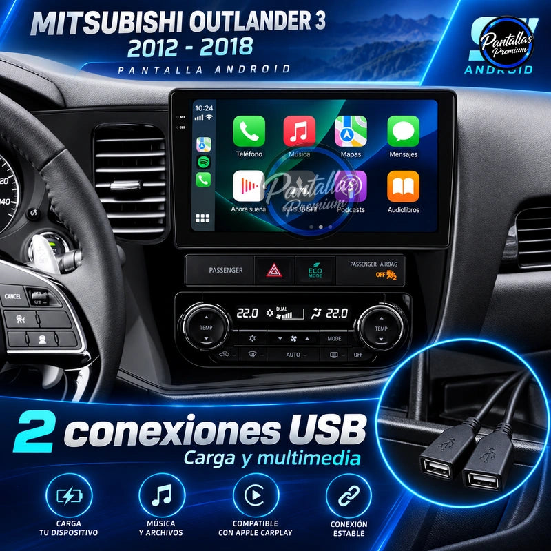 Mitsubishi Outlander 3 2012-2021 - Radio Pantalla Carplay y Android Auto