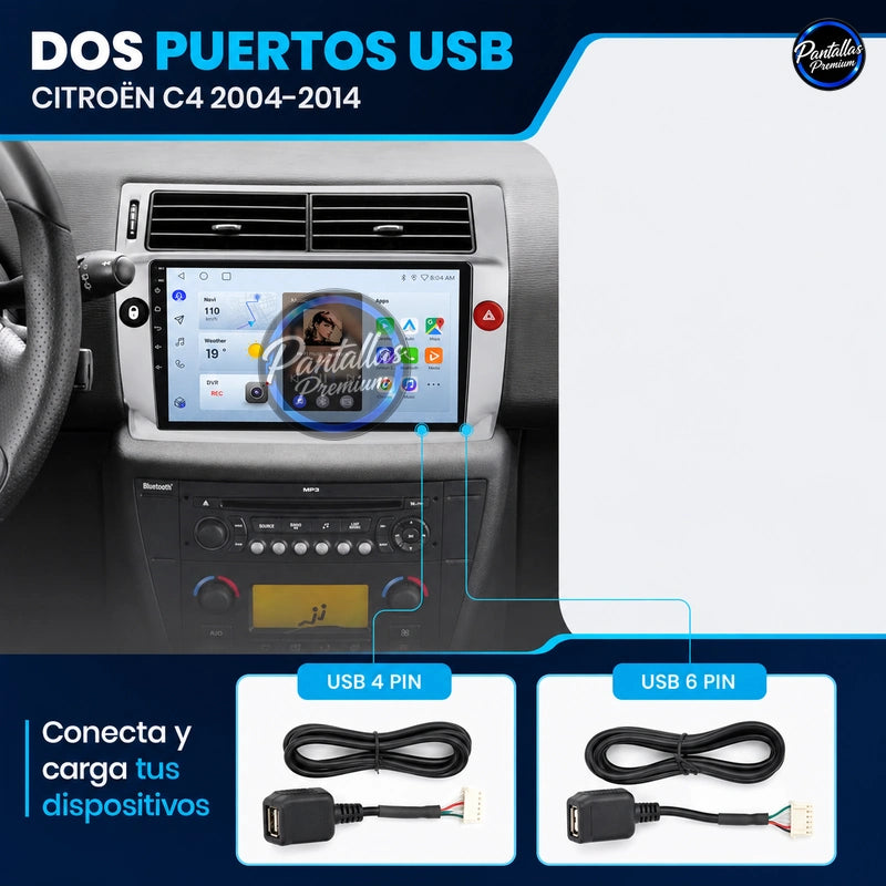 Radio pantalla CarPlay y Android Auto para Citroen C4 2004-2009 - foto 12