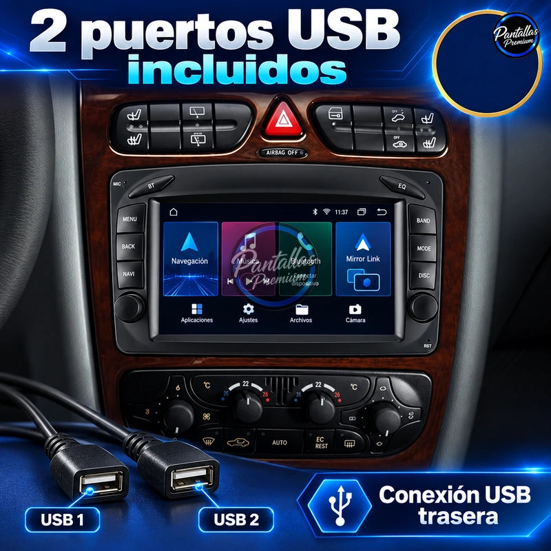 Mercedes-Benz W203 W209 - Radio Pantalla Carplay y Android Auto