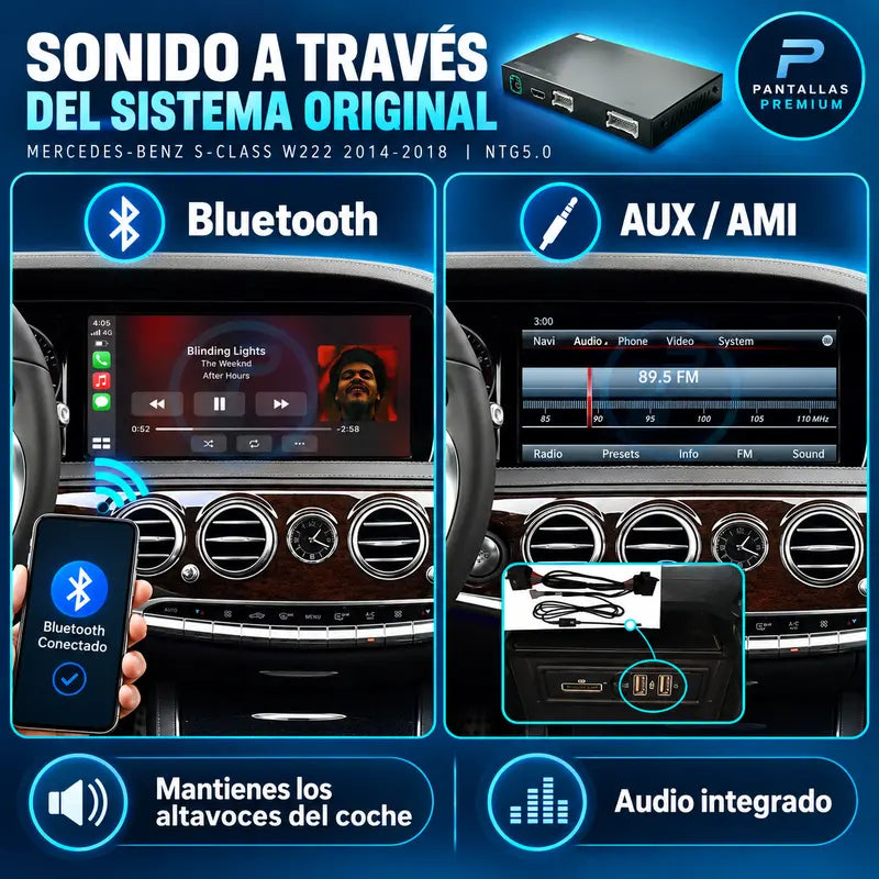 Sonido por Bluetooth o AUX AMI manteniendo el sistema original Mercedes