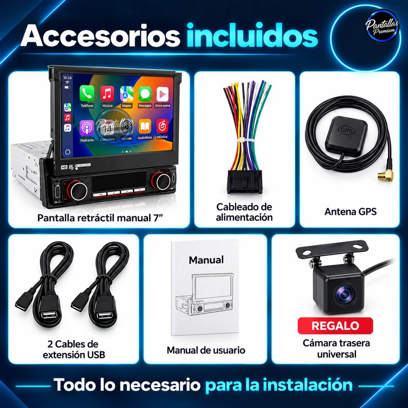 Radio Pantalla Carplay + Android Auto 1 DIN