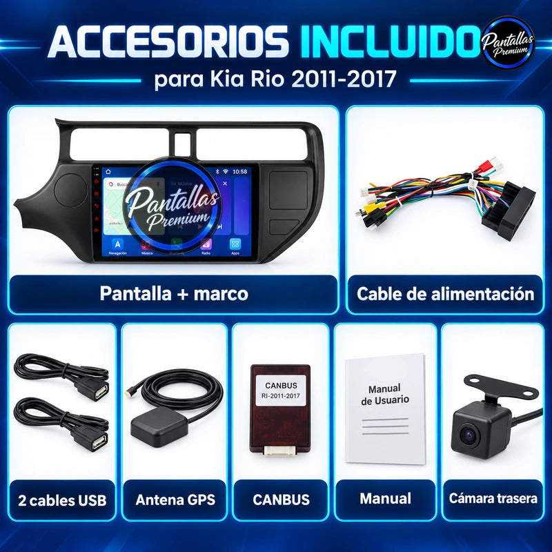 KIA RIO 2011-2018 - Radio Pantalla Carplay y Android Auto