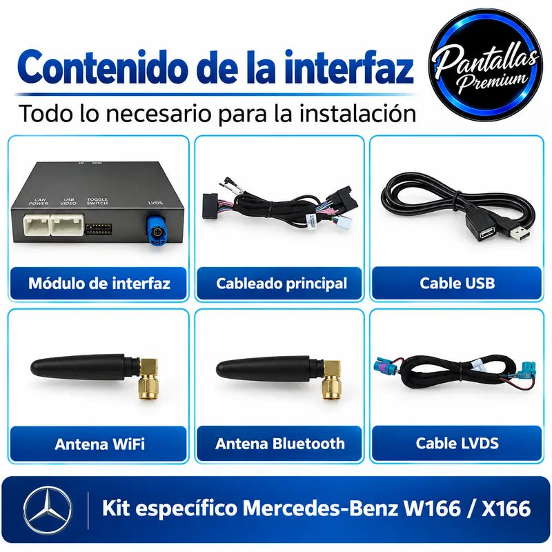 Contenido kit interfaz Mercedes W166 X166