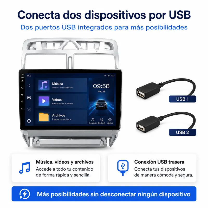 Radio pantalla CarPlay y Android Auto para Peugeot 307 2002-2013 - foto 11
