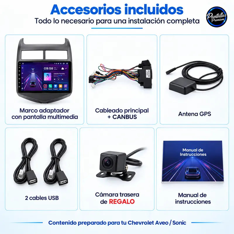Chevrolet AVEO Sonic 2011-2015 - Radio Pantalla Carplay y Android Auto