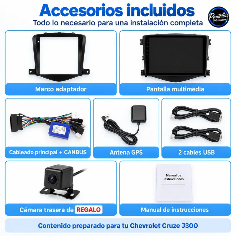 Chevrolet Cruze 2008-2014 - Radio Pantalla Carplay y Android Auto