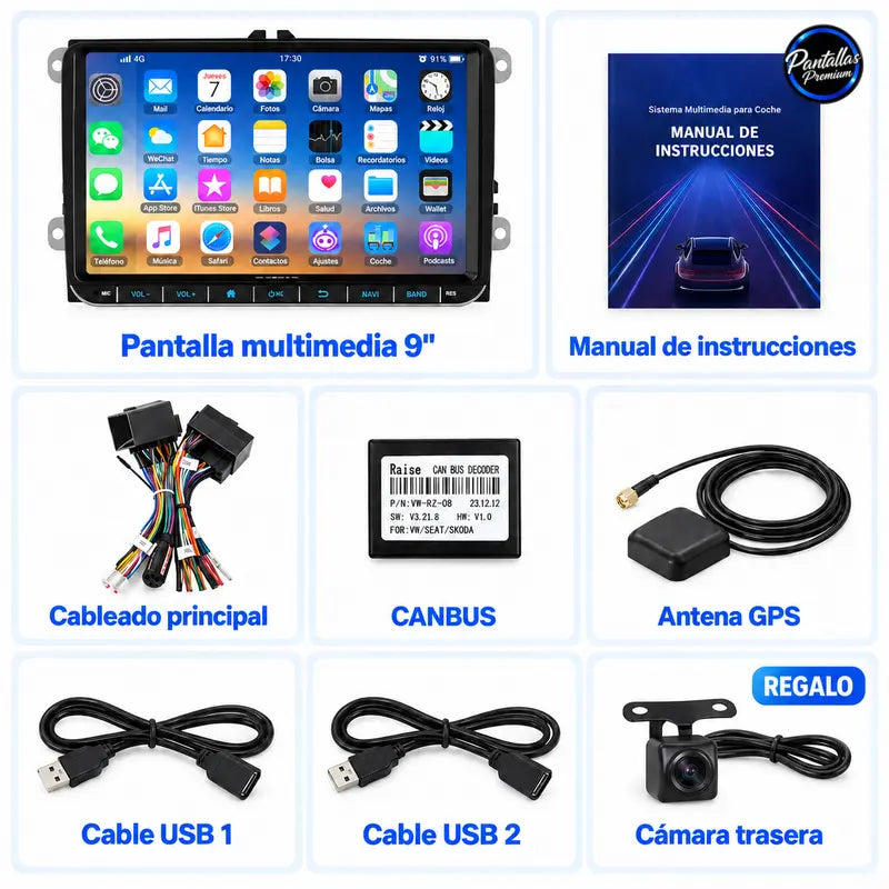 Volkswagen Golf 5 6 Passat B6 Seat Leon Touran Touareg Jetta - Radio Pantalla Carplay y Android Auto