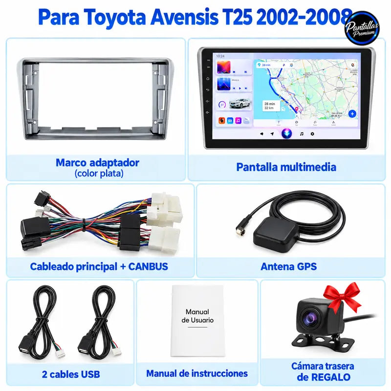 Toyota Avensis 2002-2008 - Radio Pantalla Carplay y Android Auto