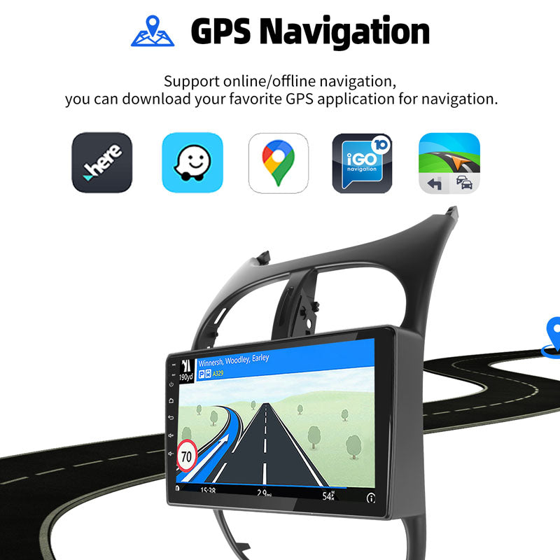 Radio Pantalla CarPlay y Android Auto para Peugeot 206, 206CC, 206SW, 2001-2008