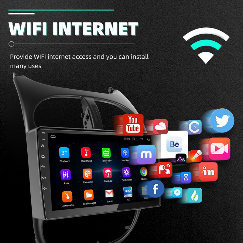 Radio Pantalla CarPlay y Android Auto para Peugeot 206, 206CC, 206SW, 2001-2008