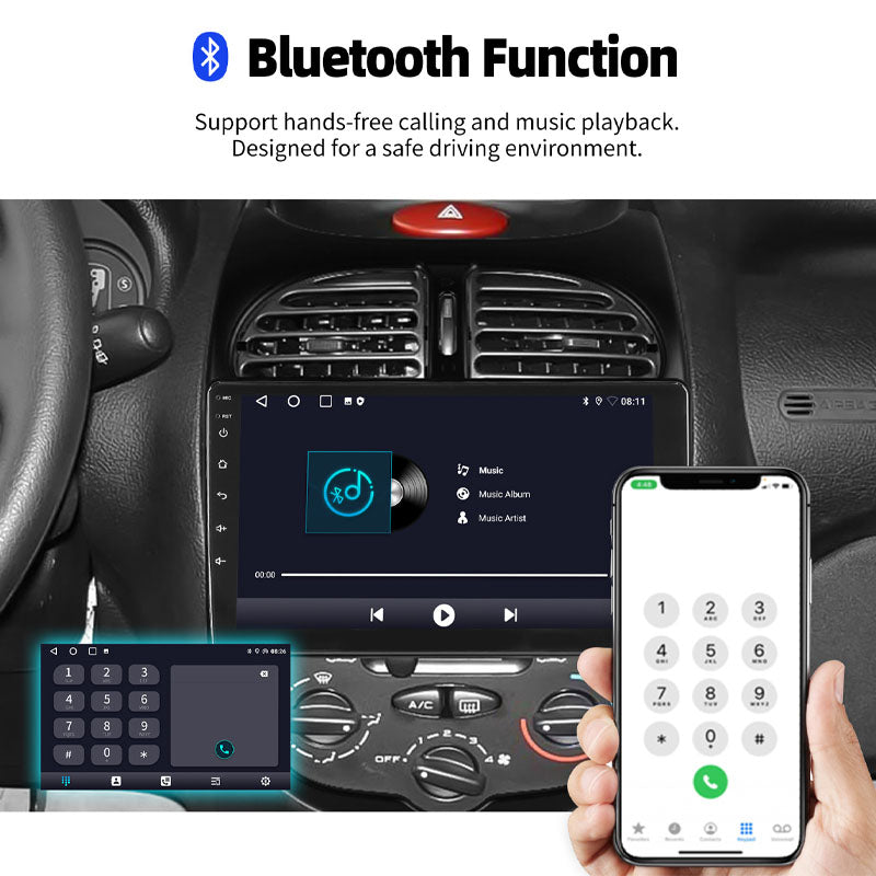 Radio Pantalla CarPlay y Android Auto para Peugeot 206, 206CC, 206SW, 2001-2008