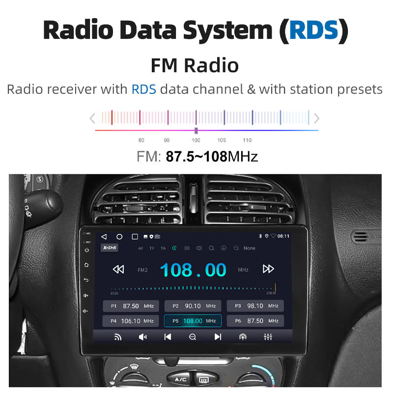 Radio Pantalla CarPlay y Android Auto para Peugeot 206, 206CC, 206SW, 2001-2008