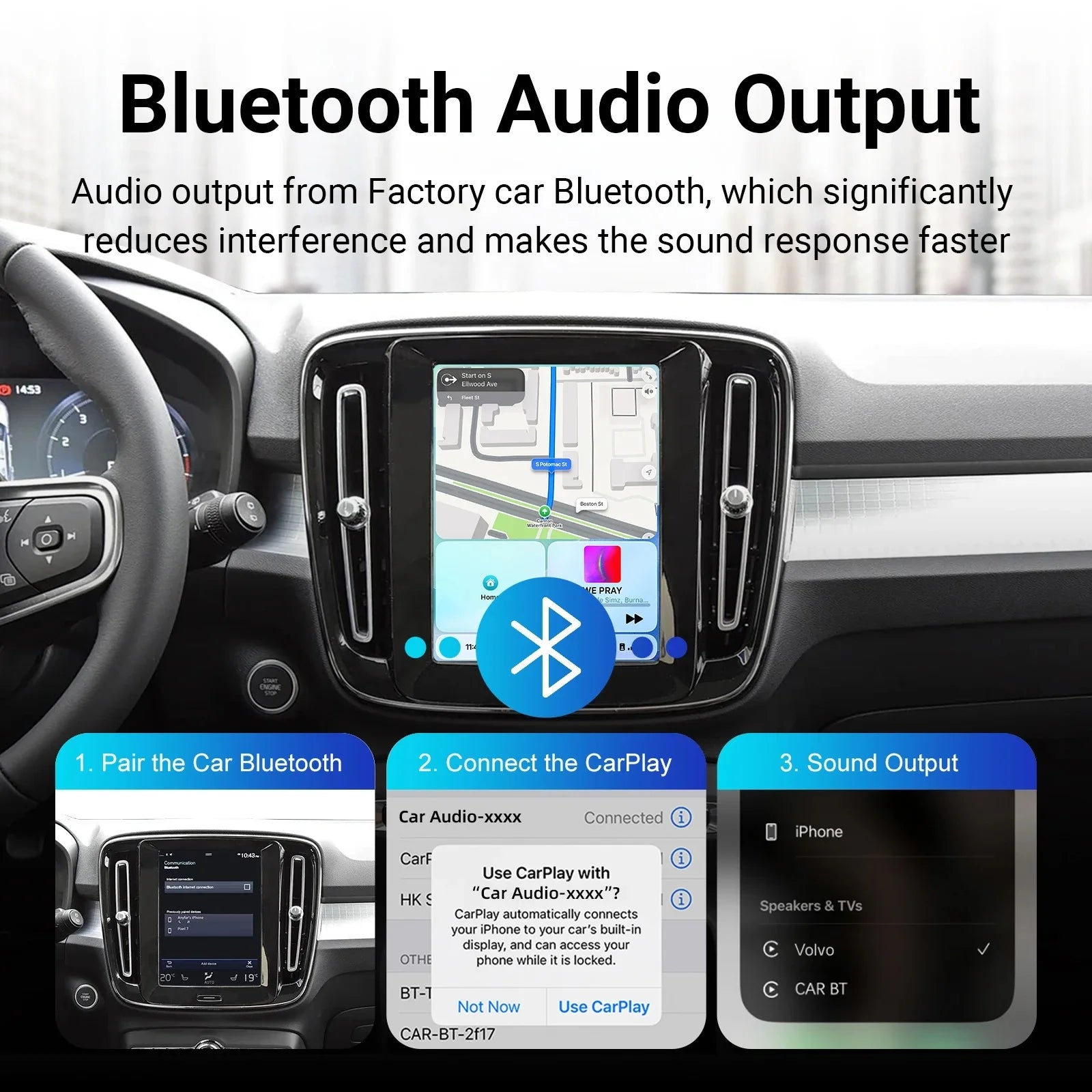 Interfaz CarPlay y Android Auto para Volvo S60 S90 V60 V90 XC40 XC60 XC90
