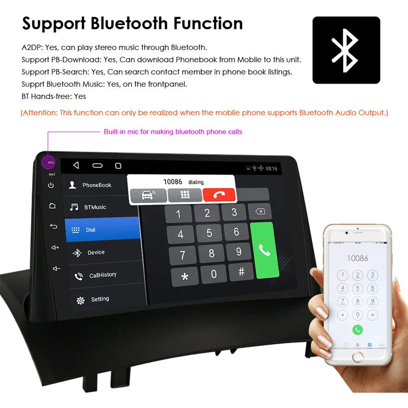 Radio Pantalla Carplay para Renault Megane 2002-2009