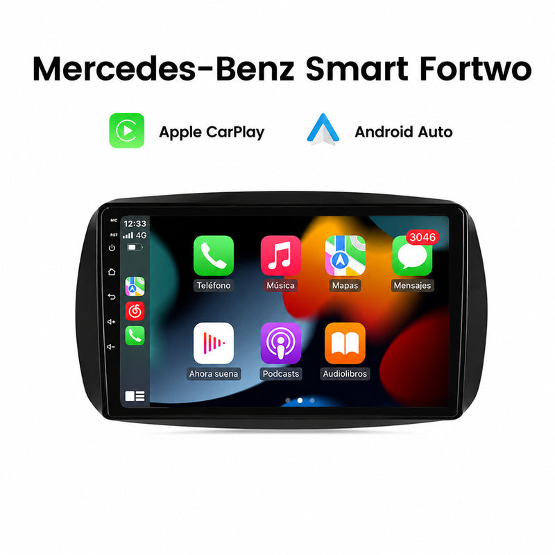 Radio pantalla CarPlay y Android Auto para Mercedes-Benz Smart Fortwo 2014-2022