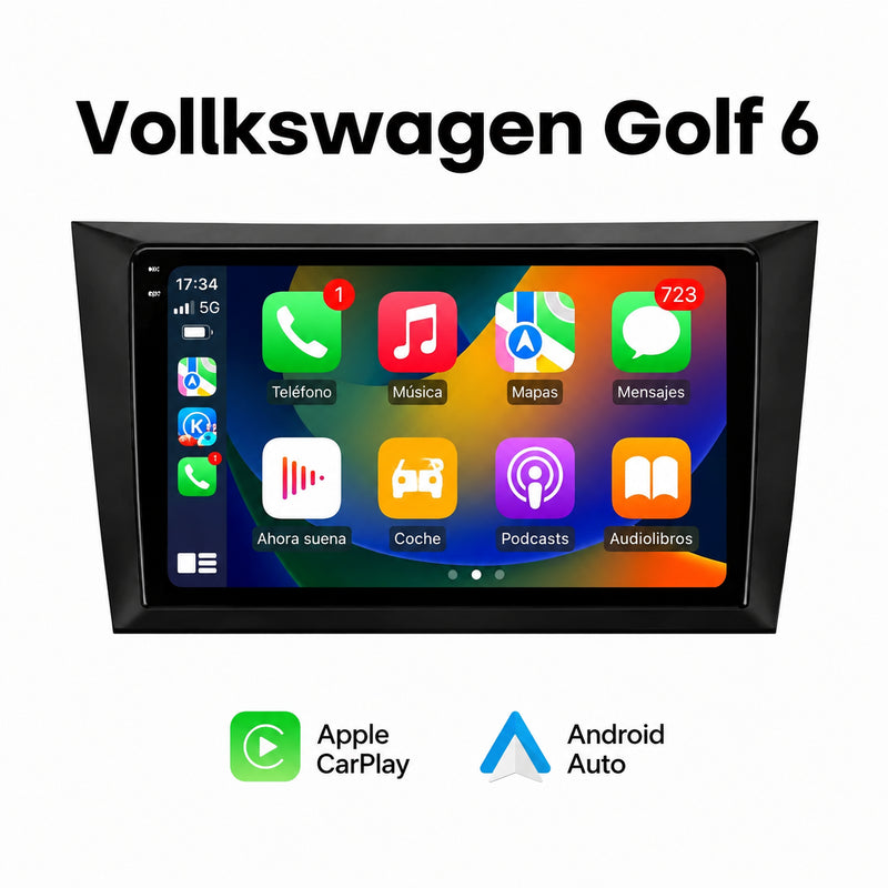 Radio pantalla CarPlay y Android Auto para Volkswagen Golf 6 2008-2016