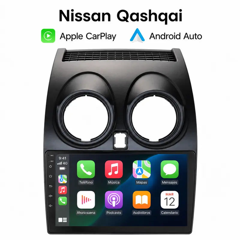 Radio pantalla CarPlay y Android Auto para Nissan Qashqai Camara 360 2006-2013