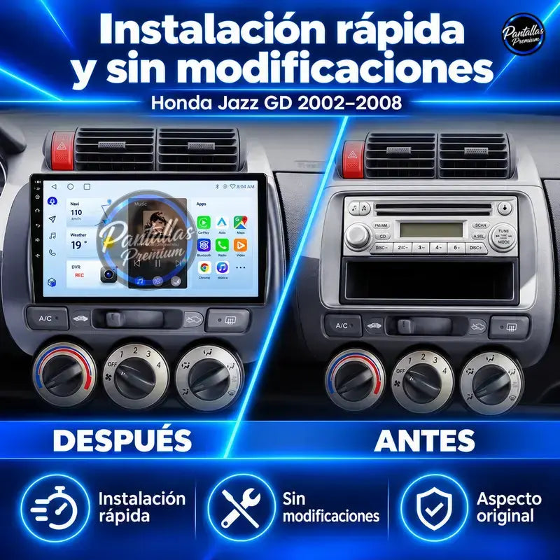 Honda Jazz Mk1 GD antes y después de la instalación