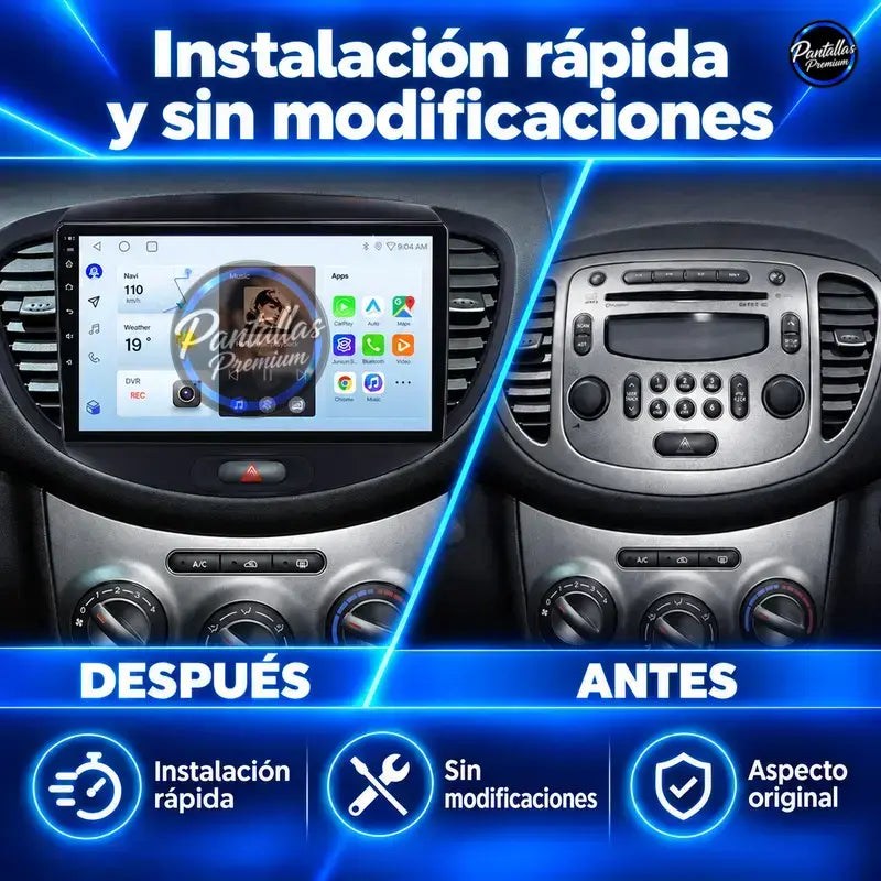 Hyundai i10 Mk1 PA antes y después de la instalación