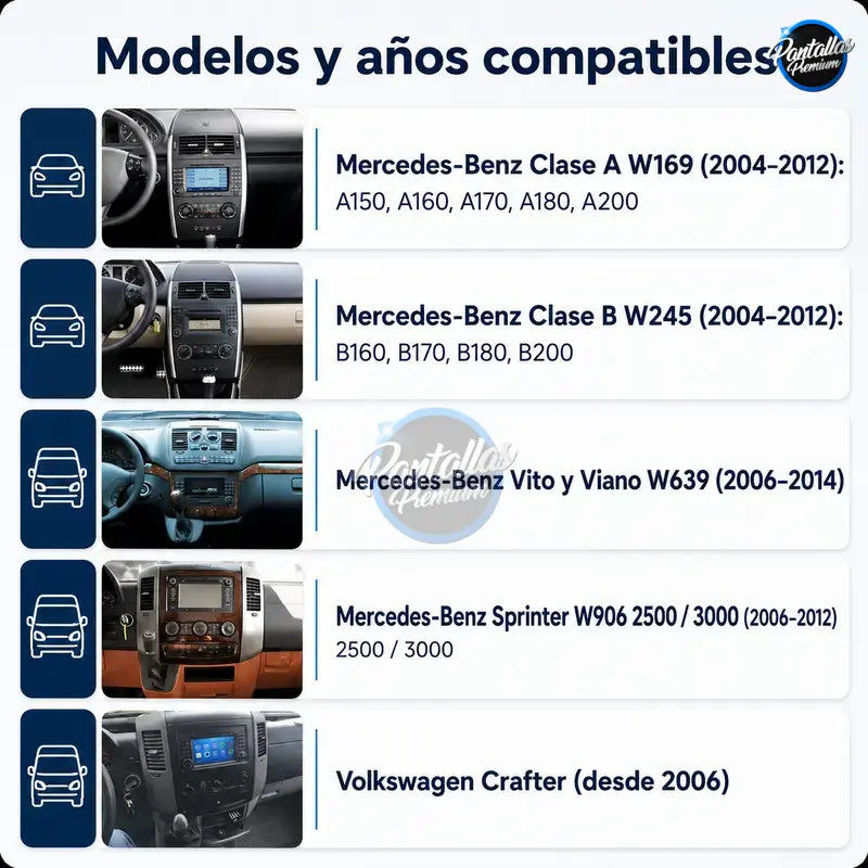 Radio pantalla CarPlay y Android Auto para Mercedes-Benz B200 Sprinter W906 W639 Clase AB W169 W245 Viano Vito - foto 2