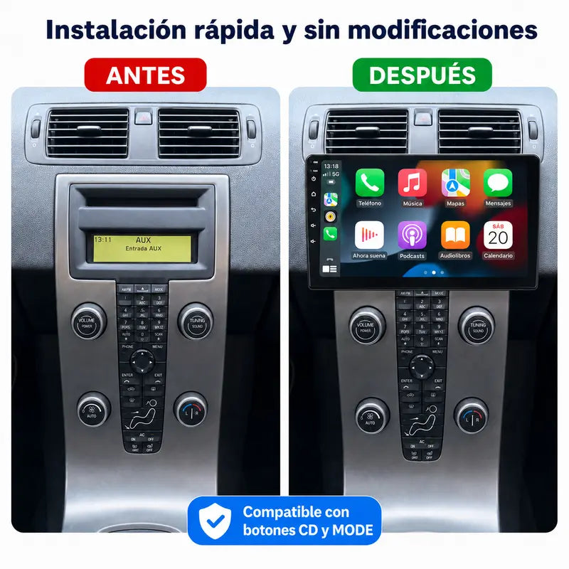 Radio pantalla CarPlay y Android Auto para Volvo C30 S40 V50 C70 2004 - 2012 - foto 2