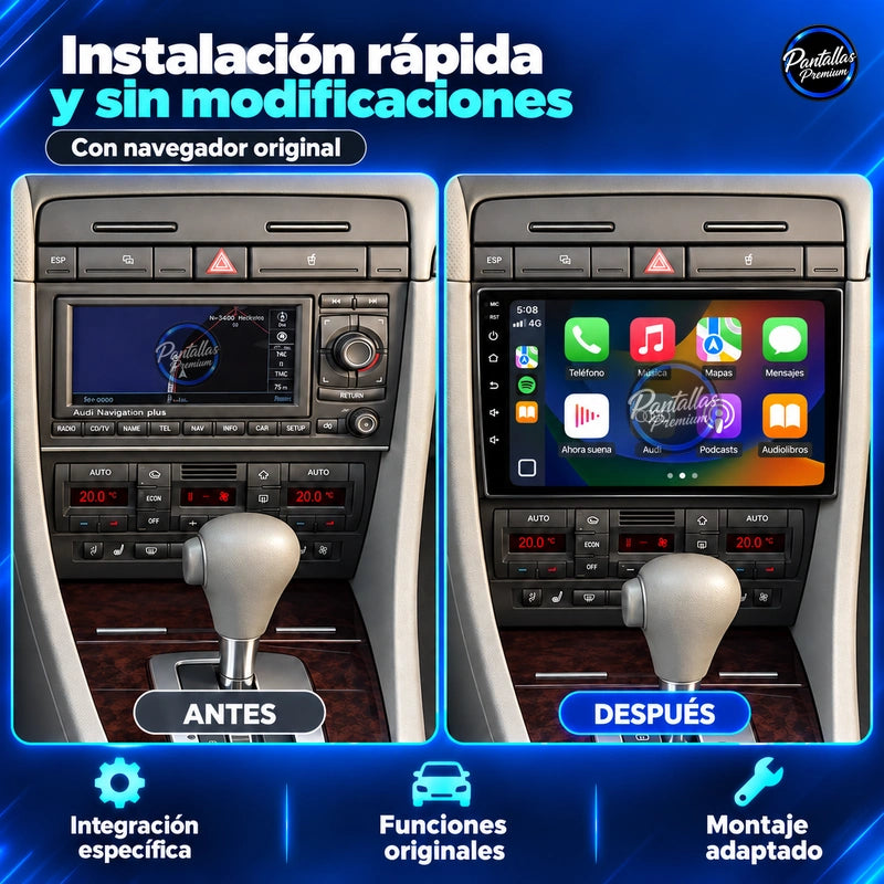 Audi A4 / SEAT Exeo, pantalla de 9 pulgadas — Instalación con navegador original