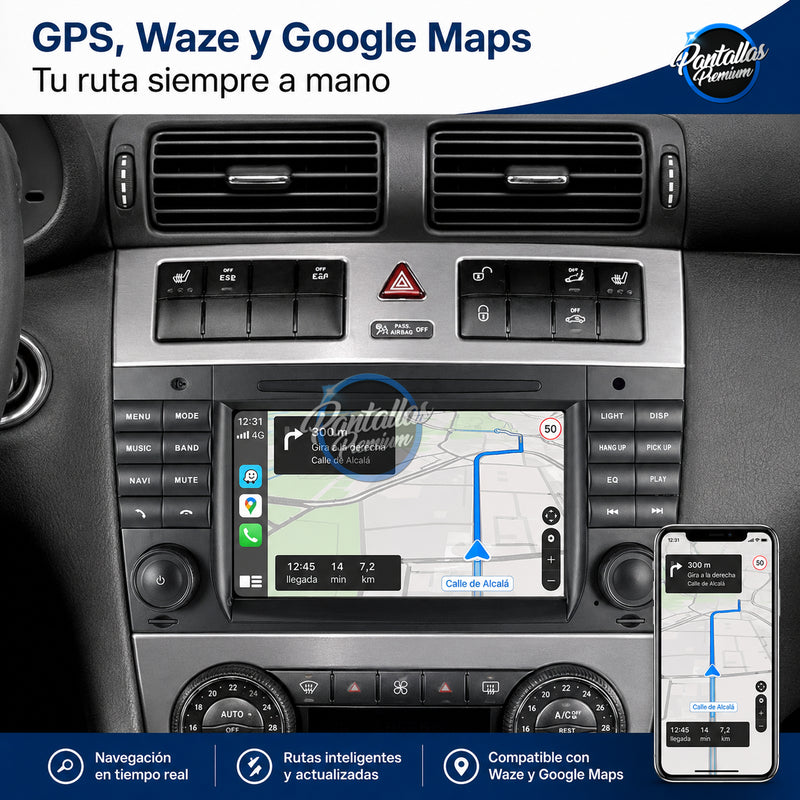 Radio pantalla CarPlay y Android Auto para Mercedes-Benz W203 - foto 4