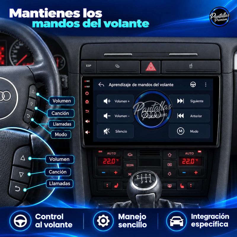 Audi A4 / SEAT Exeo, pantalla de 9 pulgadas — Mantienes los mandos del volante