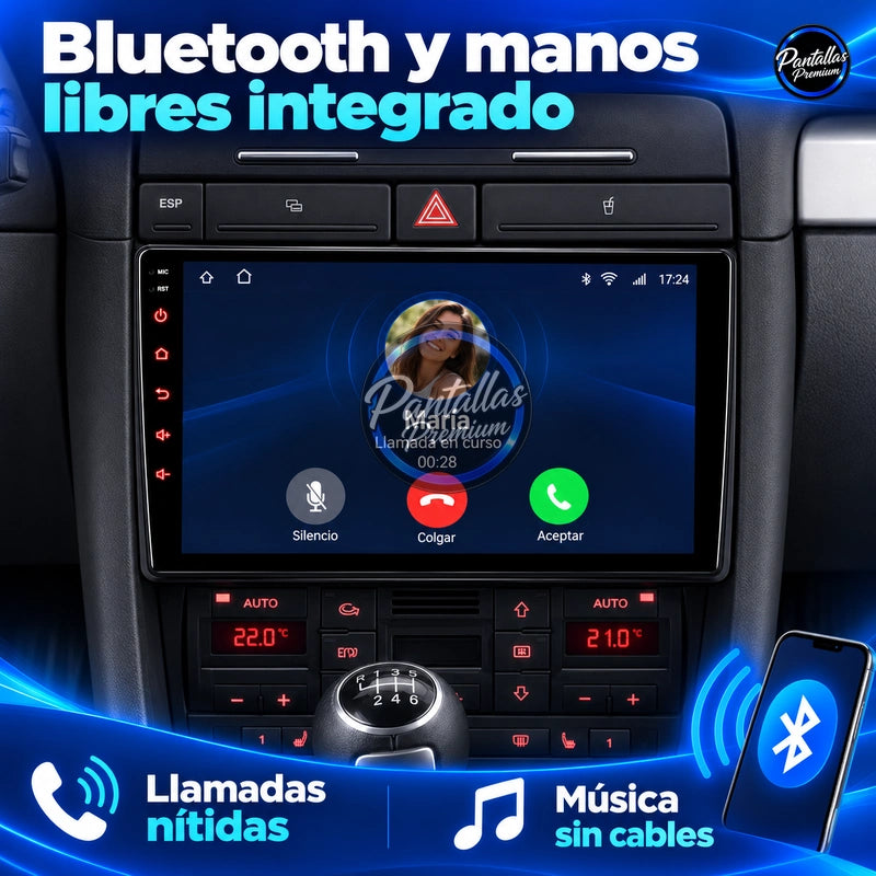 Audi A4 / SEAT Exeo, pantalla de 9 pulgadas — Bluetooth y manos libres integrado