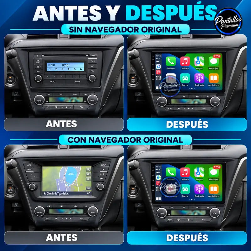 Antes y después Toyota Avensis 3 con y sin navegador original