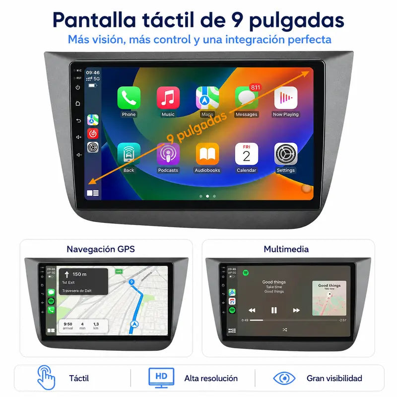 Radio pantalla CarPlay y Android Auto para Seat Altea - foto 11
