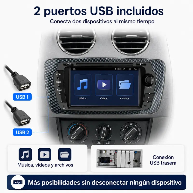 Radio pantalla CarPlay y Android Auto para Seat Ibiza 6J (2008-2014) - foto 12