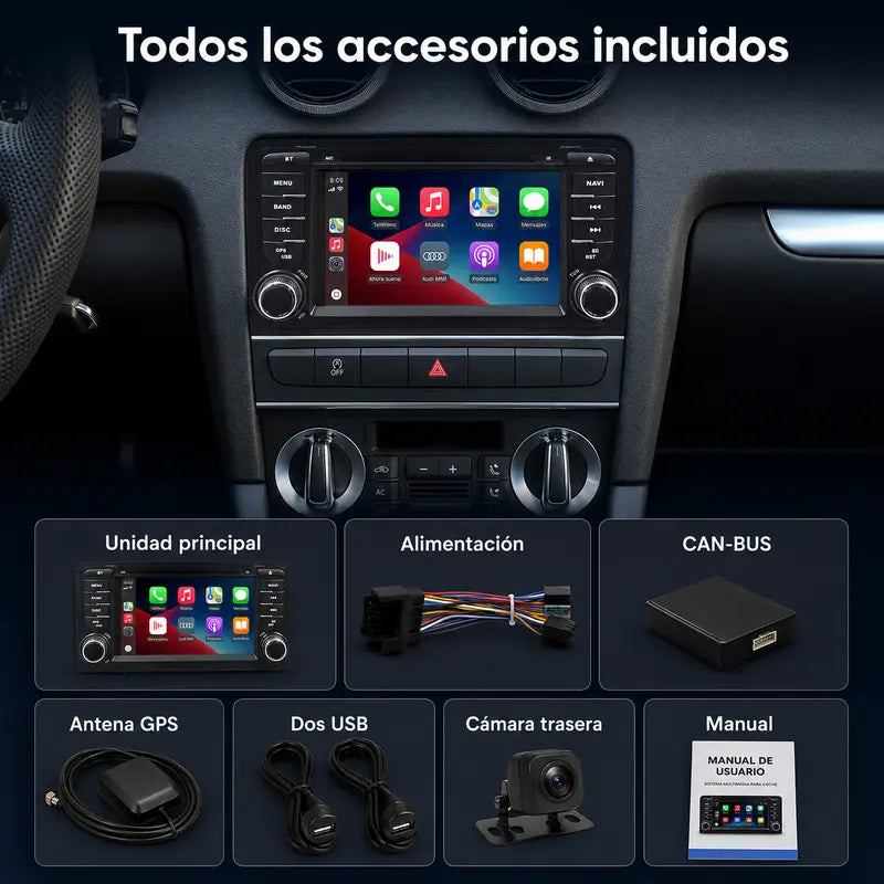 Radio pantalla CarPlay y Android Auto para Audi A3 Botones - foto 13