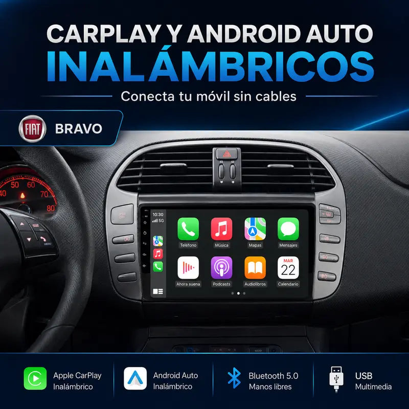 Radio pantalla CarPlay y Android Auto para Fiat Bravo 2007-2012 - foto 12