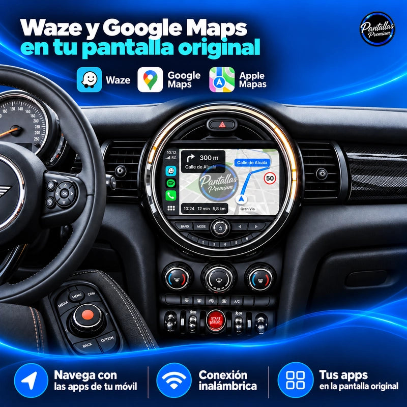 MINI Cooper — Waze y Google Maps en tu pantalla original