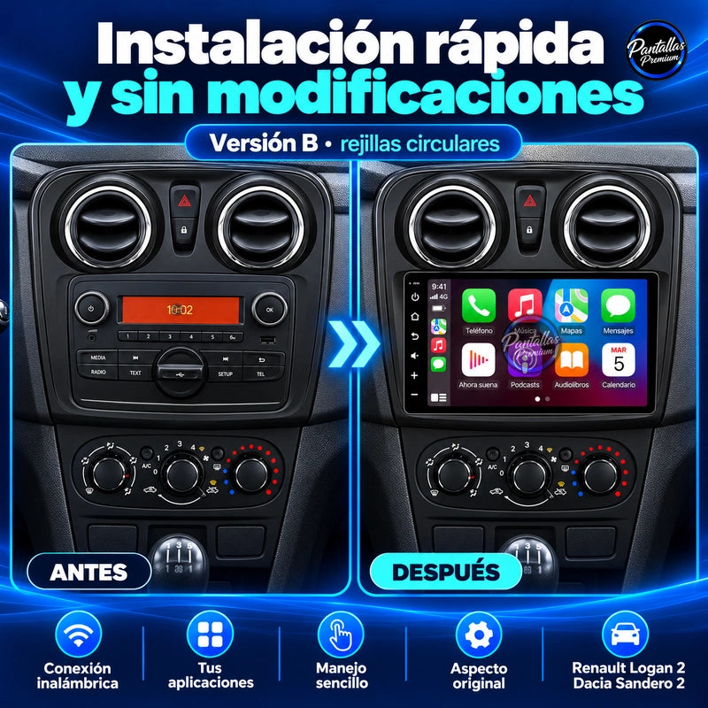 Renault Logan 2 / Dacia Sandero 2 — Instalación rápida y sin modificaciones
