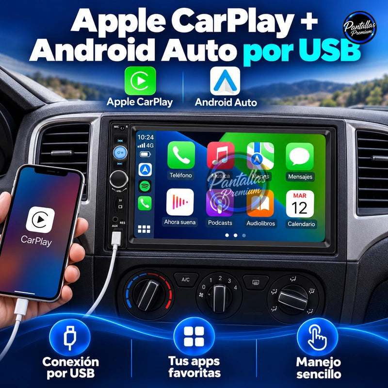 Universal 2 DIN — CarPlay y Android Auto
