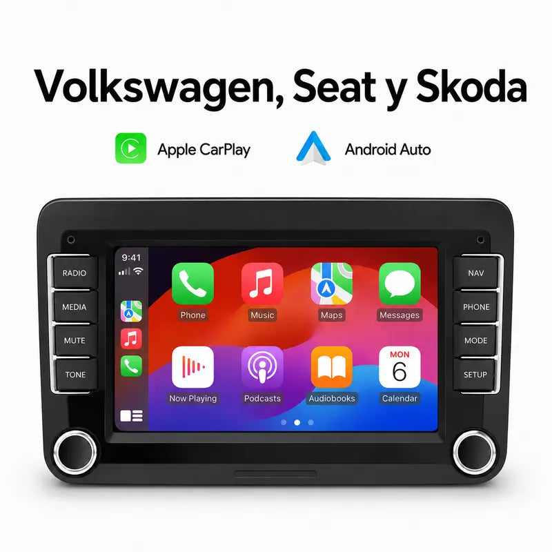 Radio pantalla CarPlay y Android Auto para Volkswagen, Seat y Skoda