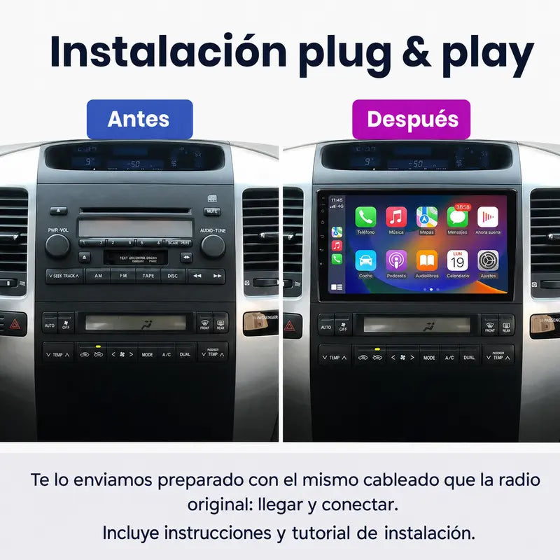 Radio pantalla CarPlay y Android Auto para Toyota Land Cruiser Prado 120 2004-2009 - foto 2