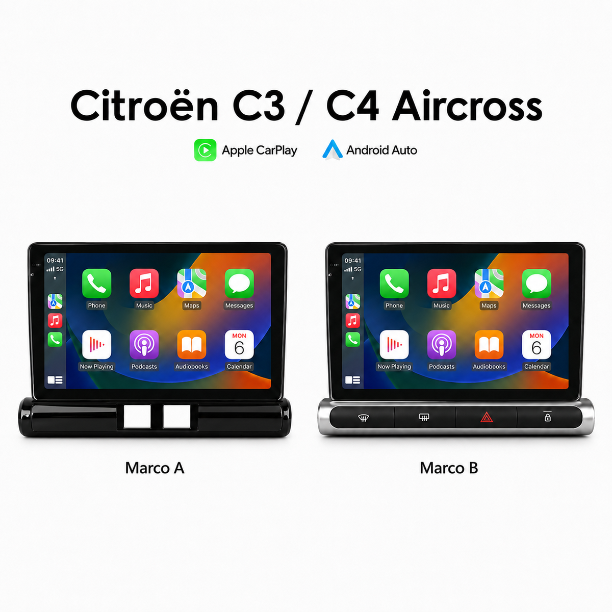 Radio pantalla CarPlay y Android Auto para Citroen C3 C4 Aircross 2017-2023